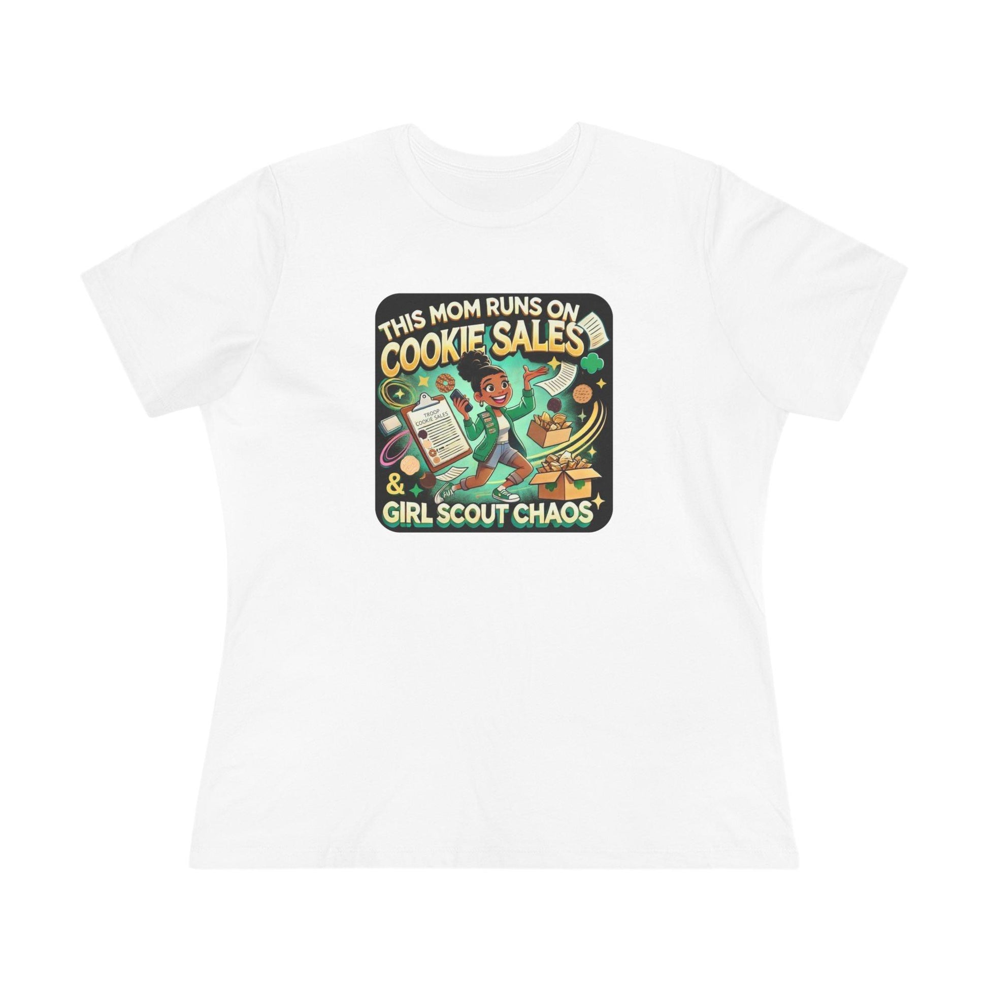 This Mom Runs on Cookies and Girl Scout Chaos - Women's Tee - Embrace the Girl Scout Hustle! (Leader Edition) - Whippie's