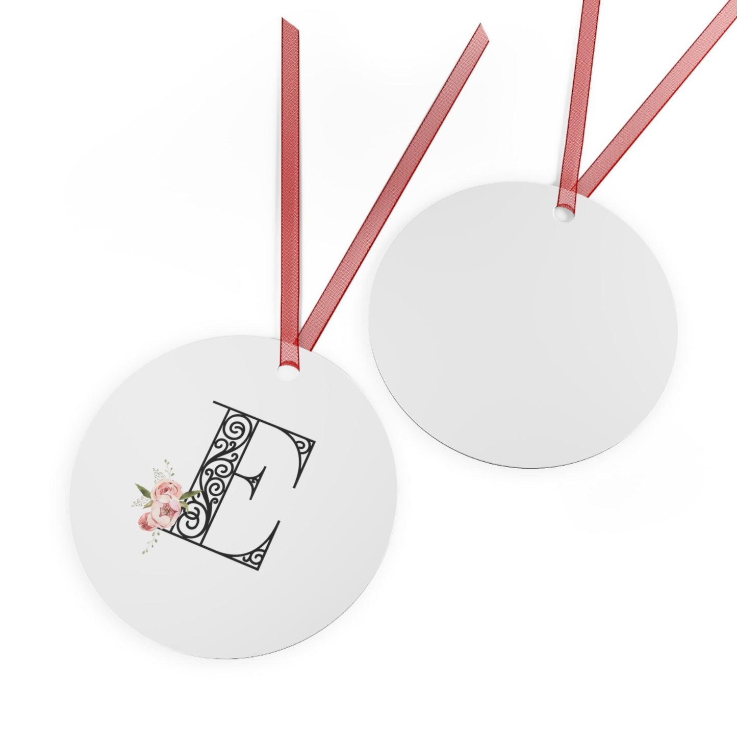 Floral Letters: Letter E - Metal Christmas Ornament - Whippie's