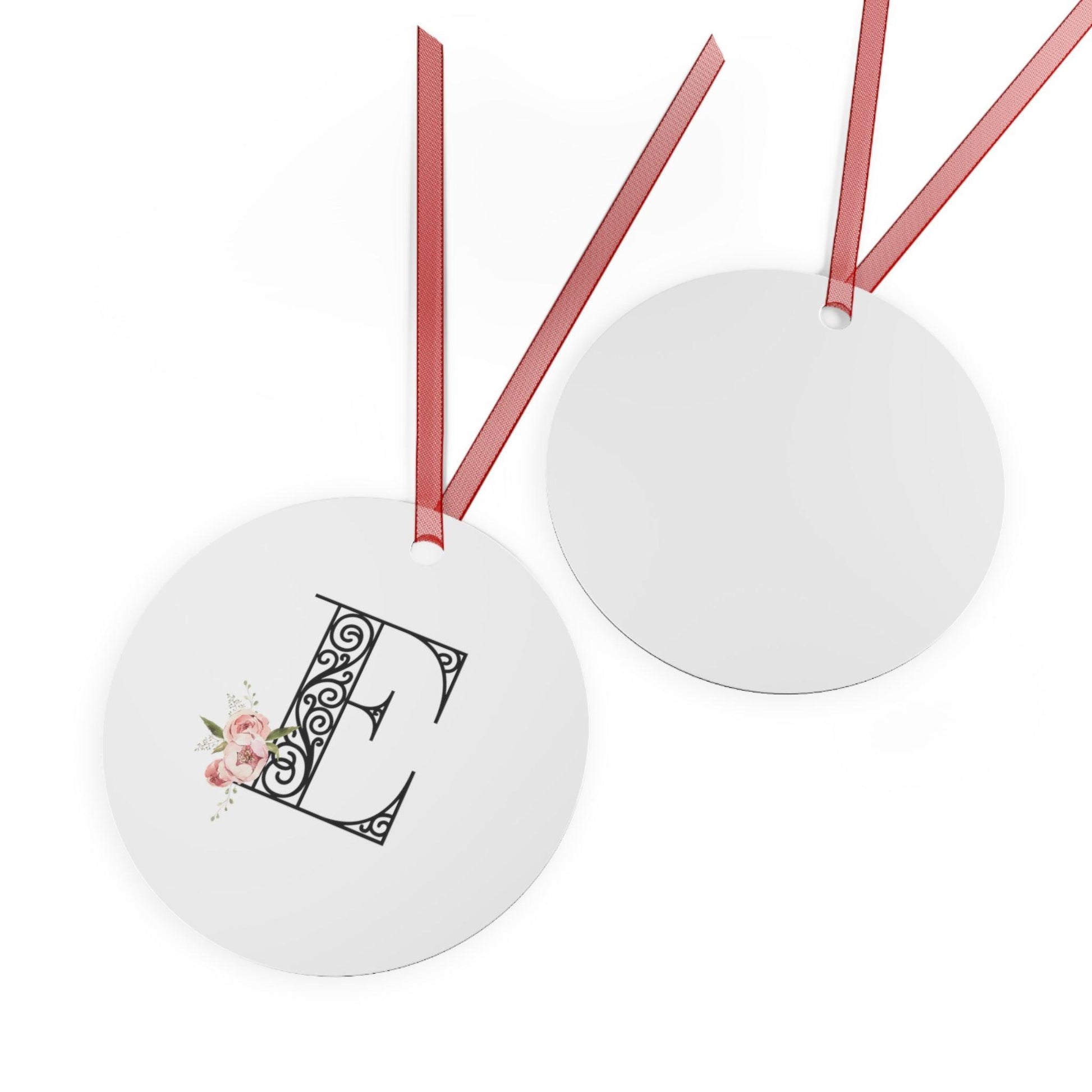 Floral Letters: Letter E - Metal Christmas Ornament - Whippie's