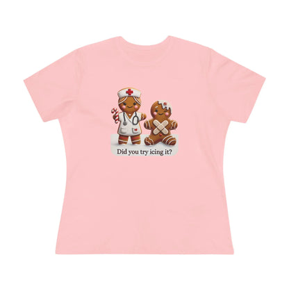 🍪🩹 "Did You Try Icing It?" 👩‍⚕️🎄 - Women's Softstyle Tee - Whippie's