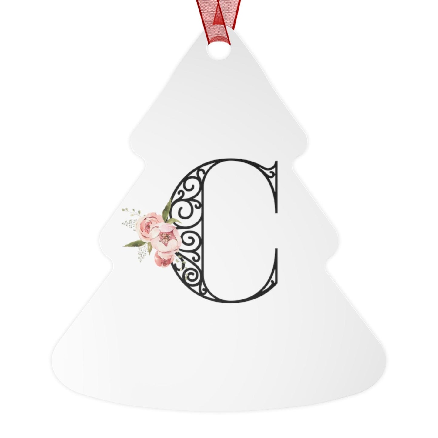 Floral Letters: Letter C - Metal Christmas Ornament - Whippie's