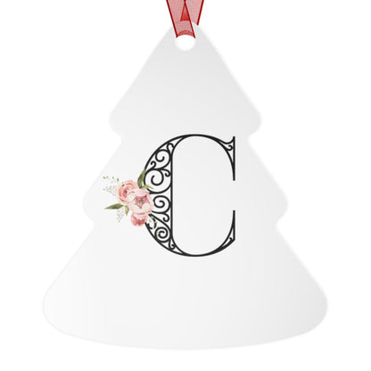 Floral Letters: Letter C - Metal Christmas Ornament - Whippie's