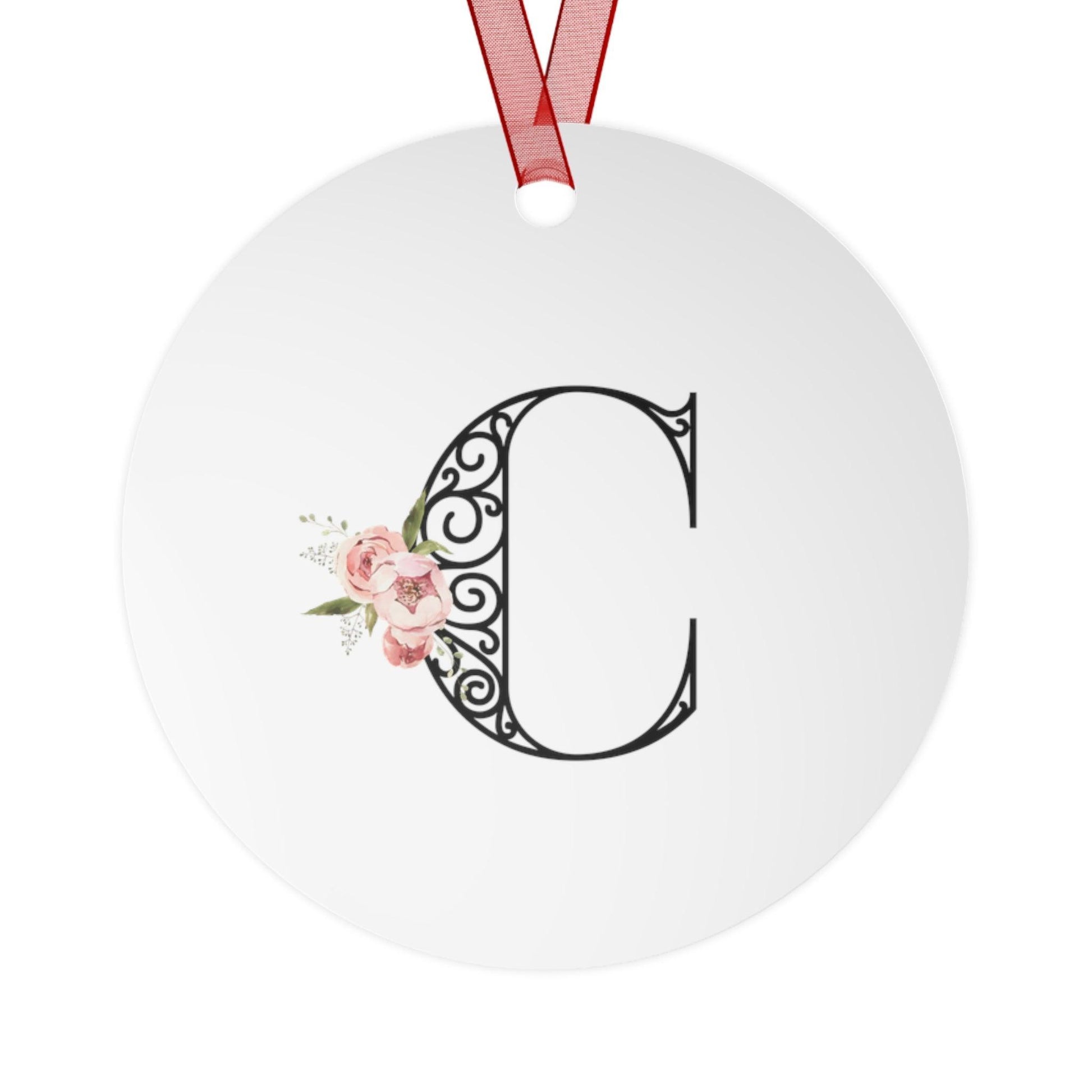 Floral Letters: Letter C - Metal Christmas Ornament - Whippie's
