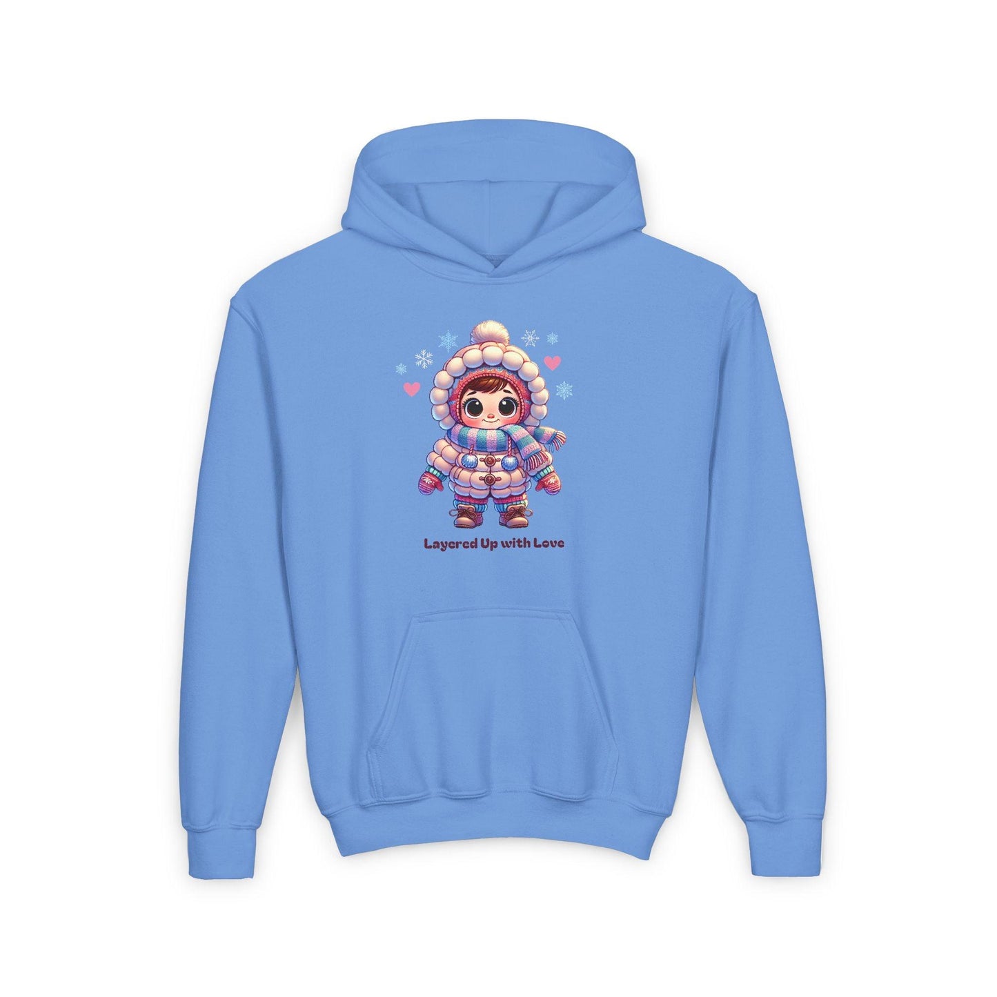 Layered Up with Love (girl) - Cozy Comfort for Kids! ❄️💖 Youth Heavy Blend Hooded Sweatshirt - Whippie's