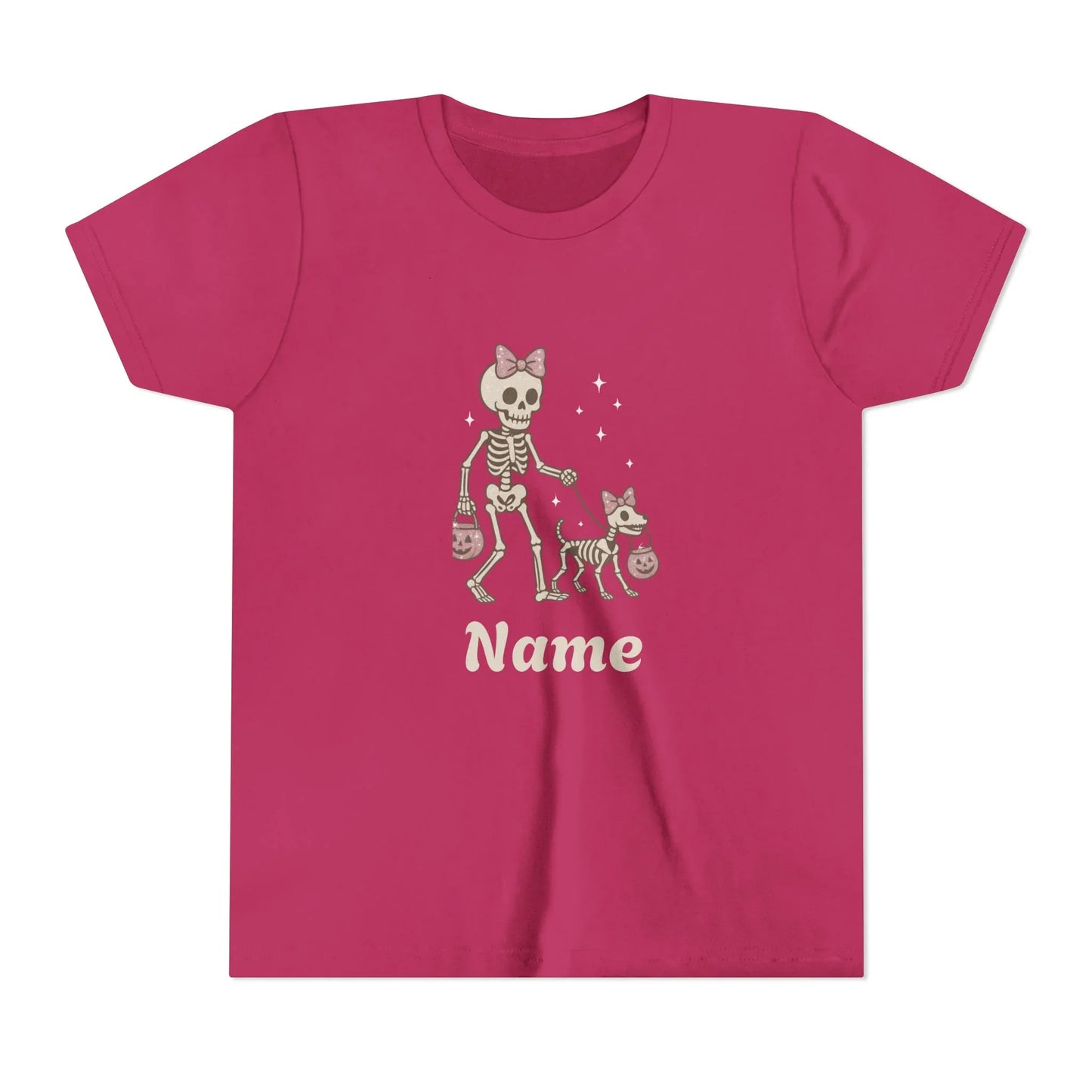 Pink Bow Halloween Friends Youth Tee - Personalizable