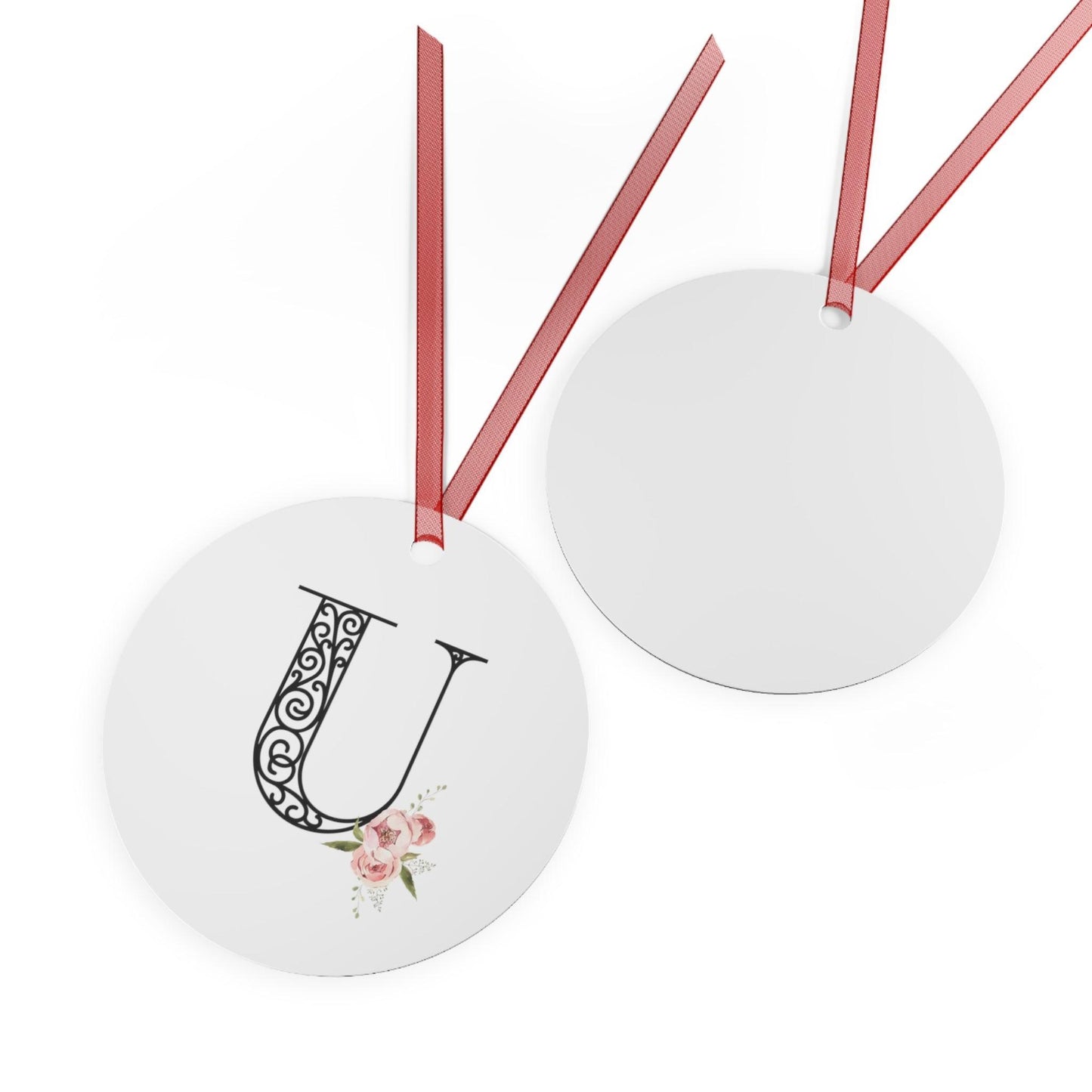 Floral Letters: Letter U - Metal Christmas Ornament - Whippie's