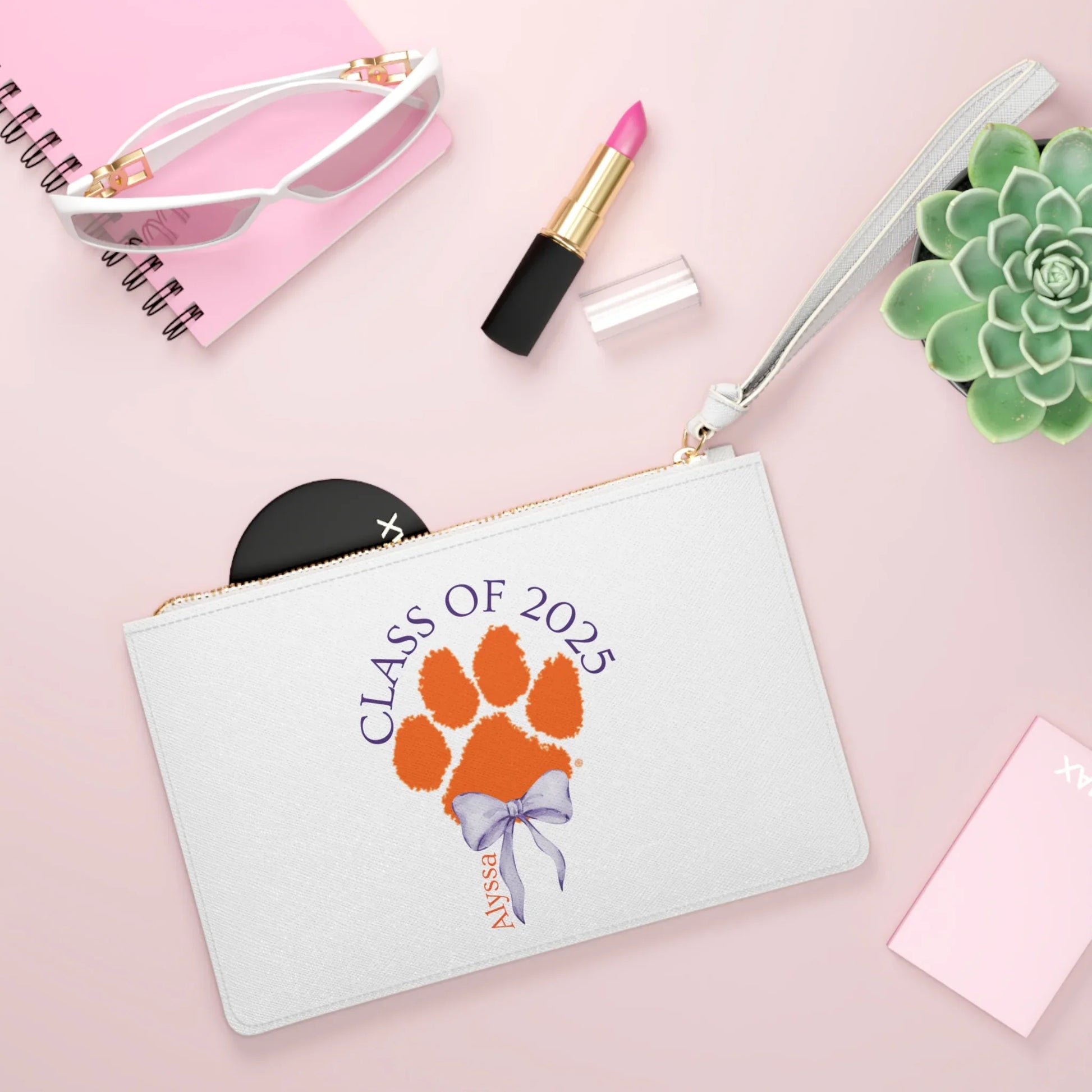 Graduation Clutch Bag - Clemson Paw Print - Class of 2025 - Personalizable - Whippie's