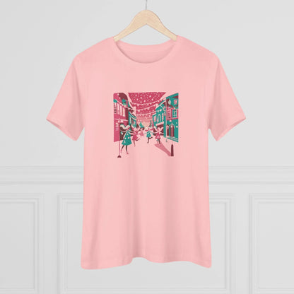 Pink and Teal Holiday Village - Women's Softstyle Tee - Whippie's