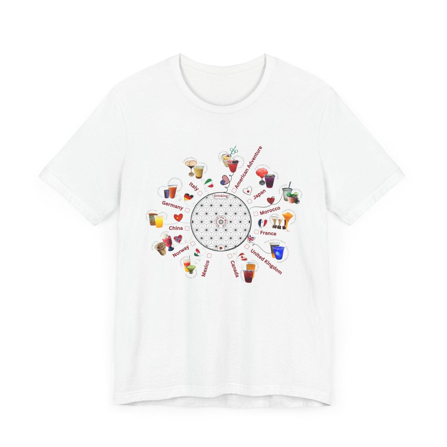 Drinking Around the World Check-Off Unisex Tee - Whippie's