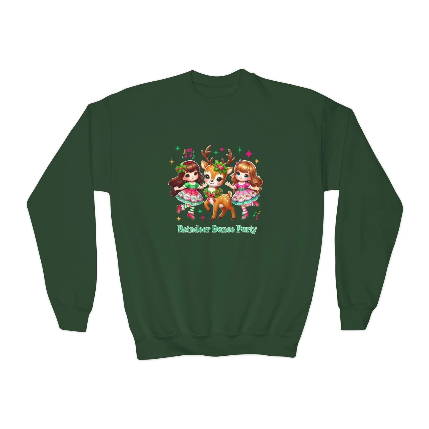 🦌 Reindeer Dance Party 👧 Youth Crewneck Sweatshirt 🎄 - Whippie's
