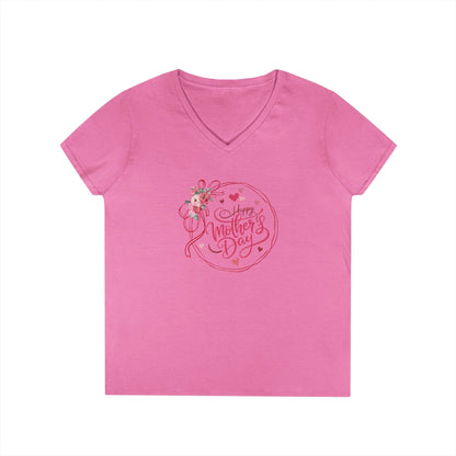 Happy Mother's Day Peonies V-Neck T-Shirt - Whippie's