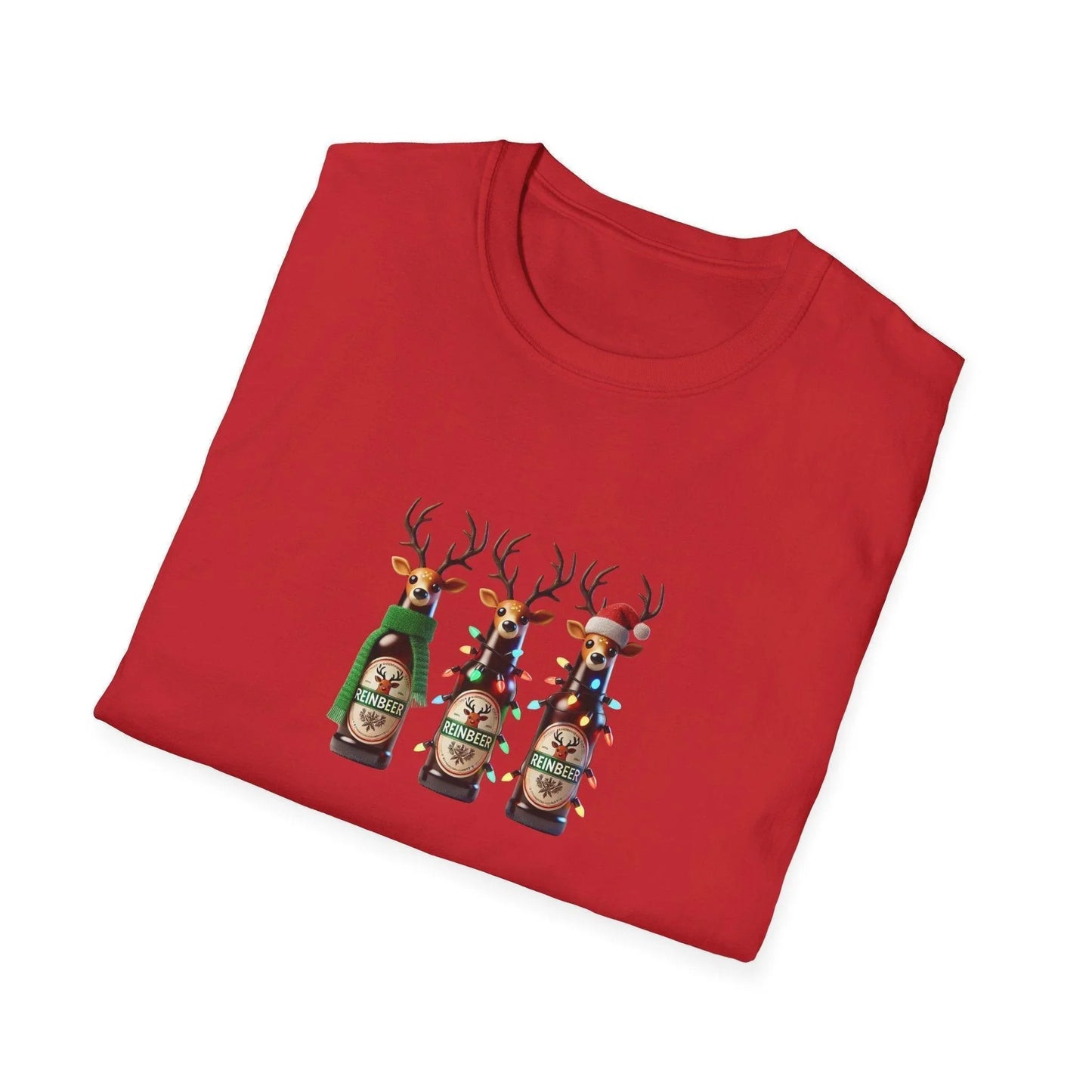 Reinbeer: 'Tis the Season to be Drinking! 🍻🦌🎄 - Unisex Softstyle T-shirt - Whippie's