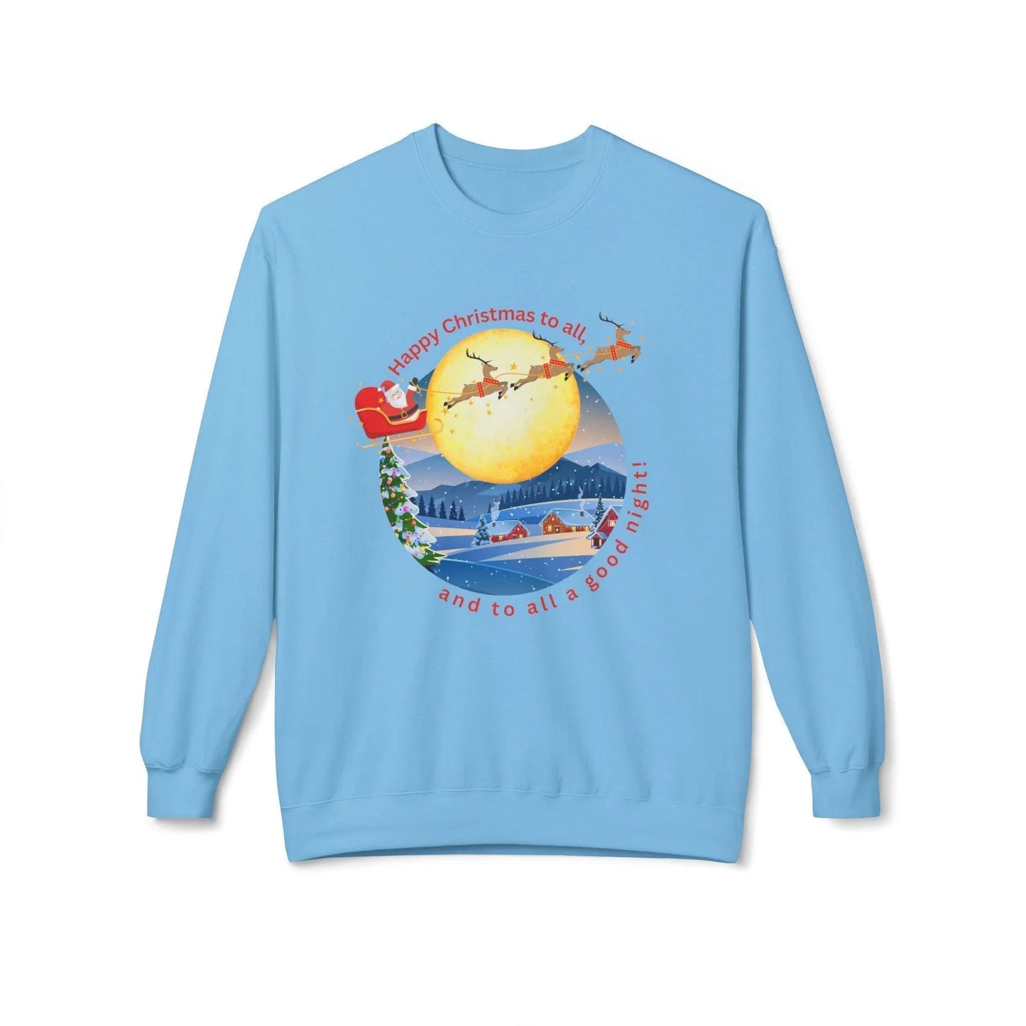 🎅 Happy Christmas to All! 🌕 Unisex Fleece Sweatshirt ✨ Wishing you a magical Christmas Eve! - Whippie's