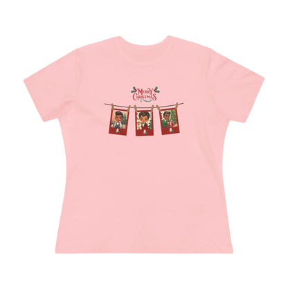 Merry Christmas - Photo Banner - Darker Skin Tone - Women's Softstyle Tee - Whippie's