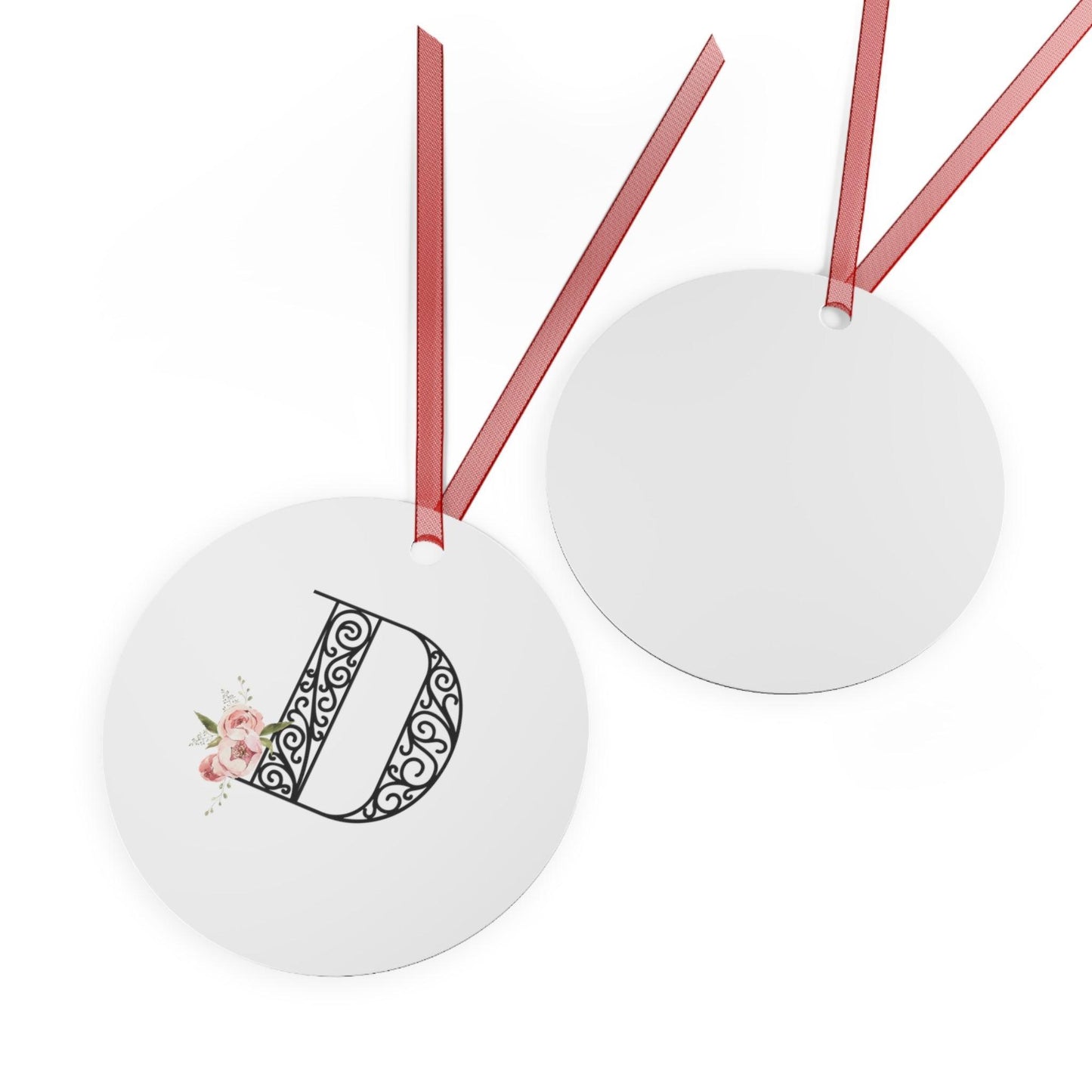 Floral Letters: Letter D - Metal Christmas Ornament - Whippie's