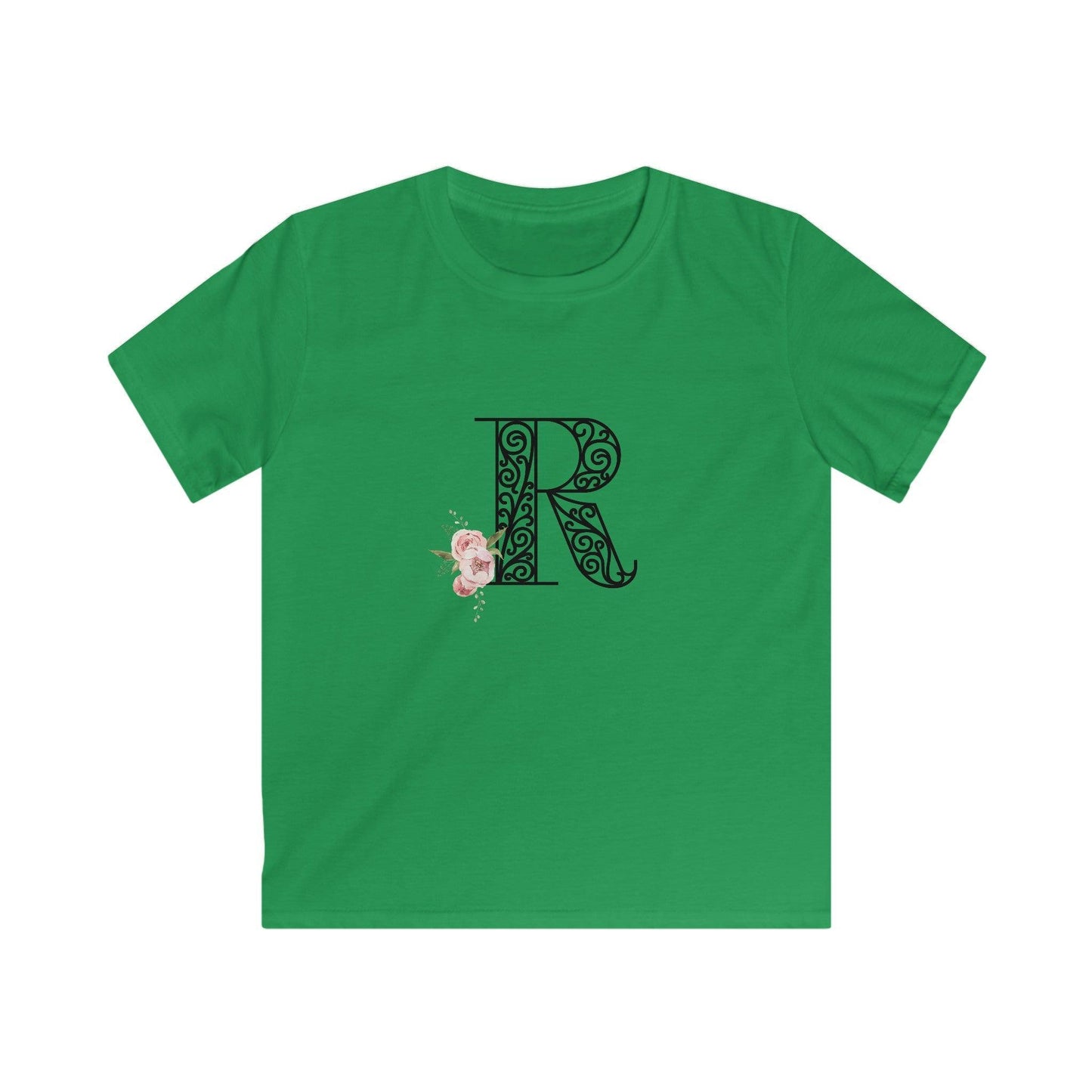 Floral Letters: Letter R - Kids Softstyle Tee - Whippie's