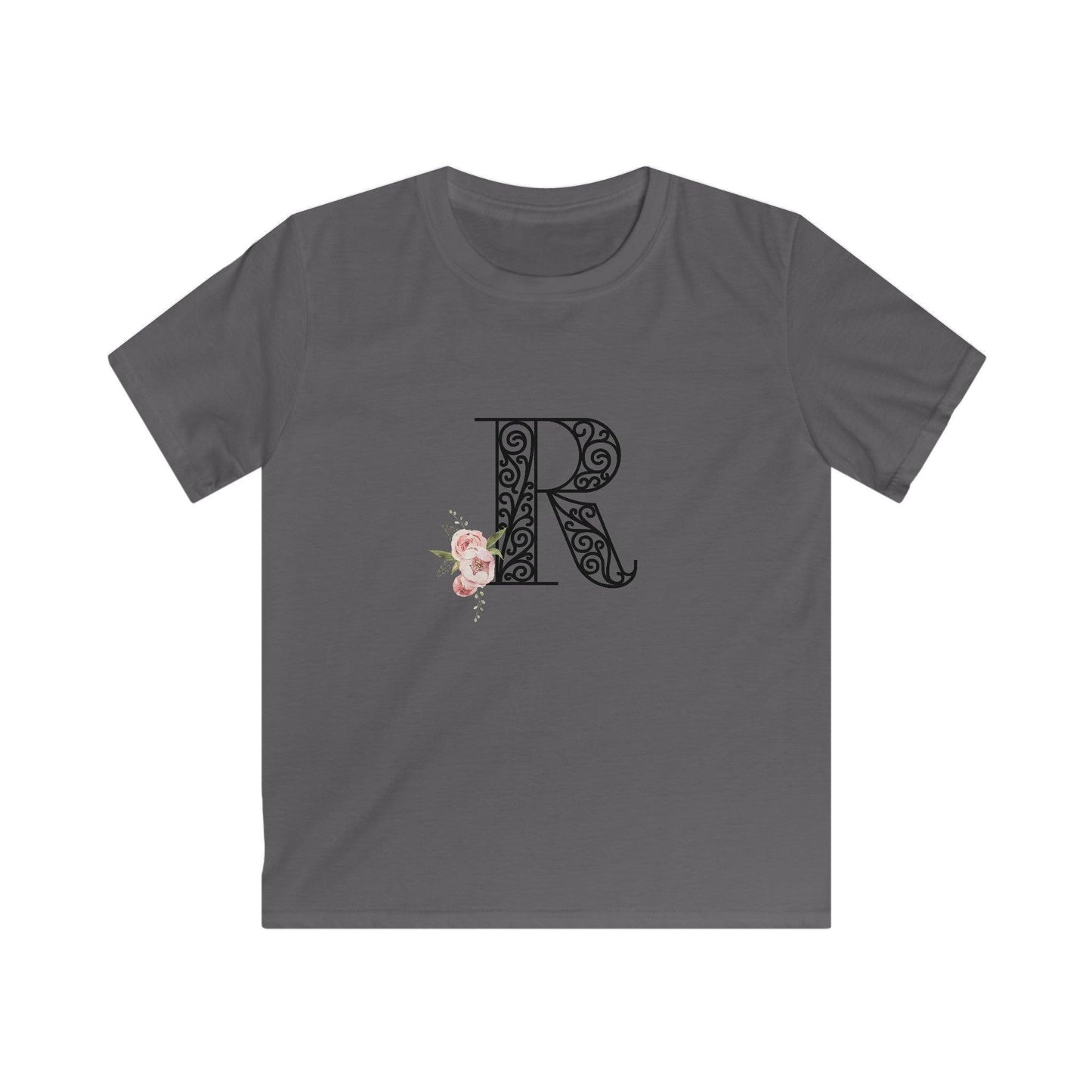 Floral Letters: Letter R - Kids Softstyle Tee - Whippie's