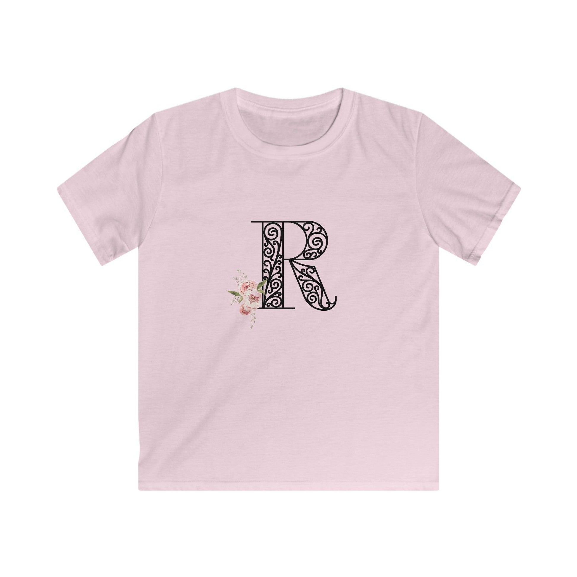 Floral Letters: Letter R - Kids Softstyle Tee - Whippie's