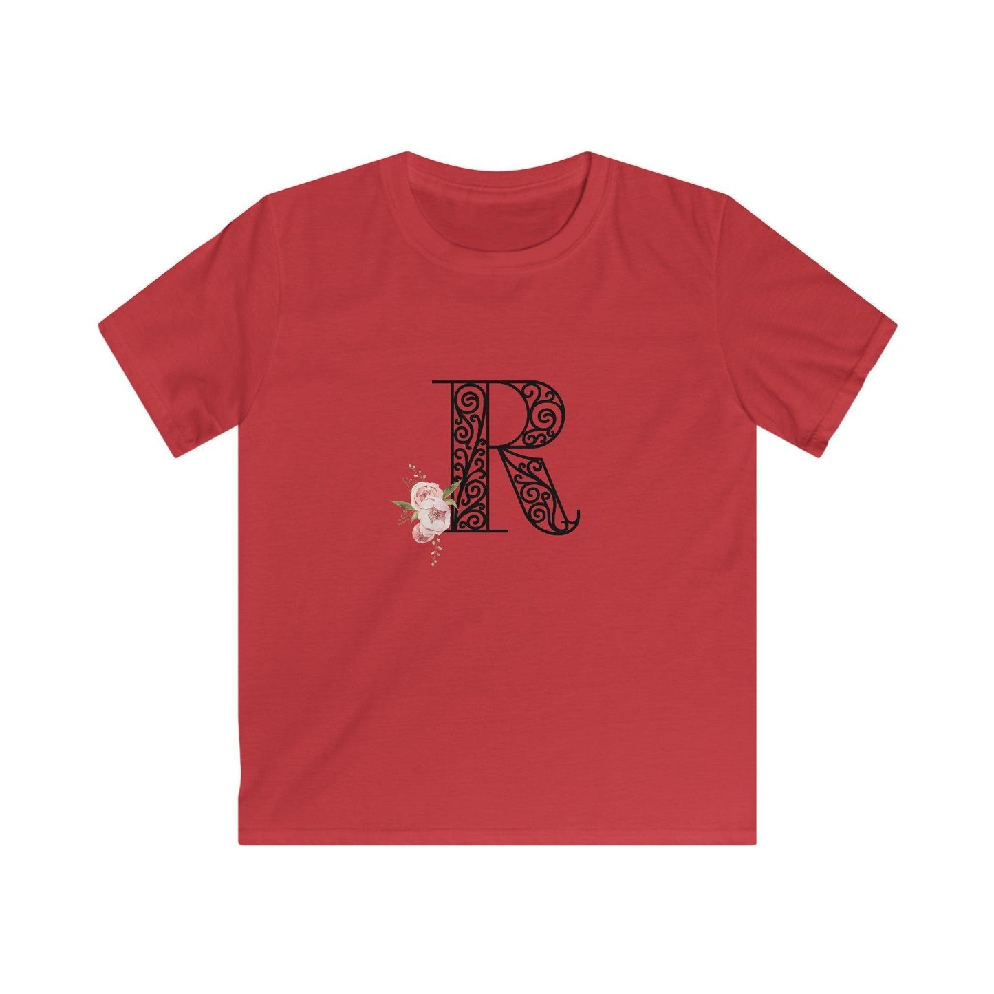 Floral Letters: Letter R - Kids Softstyle Tee - Whippie's