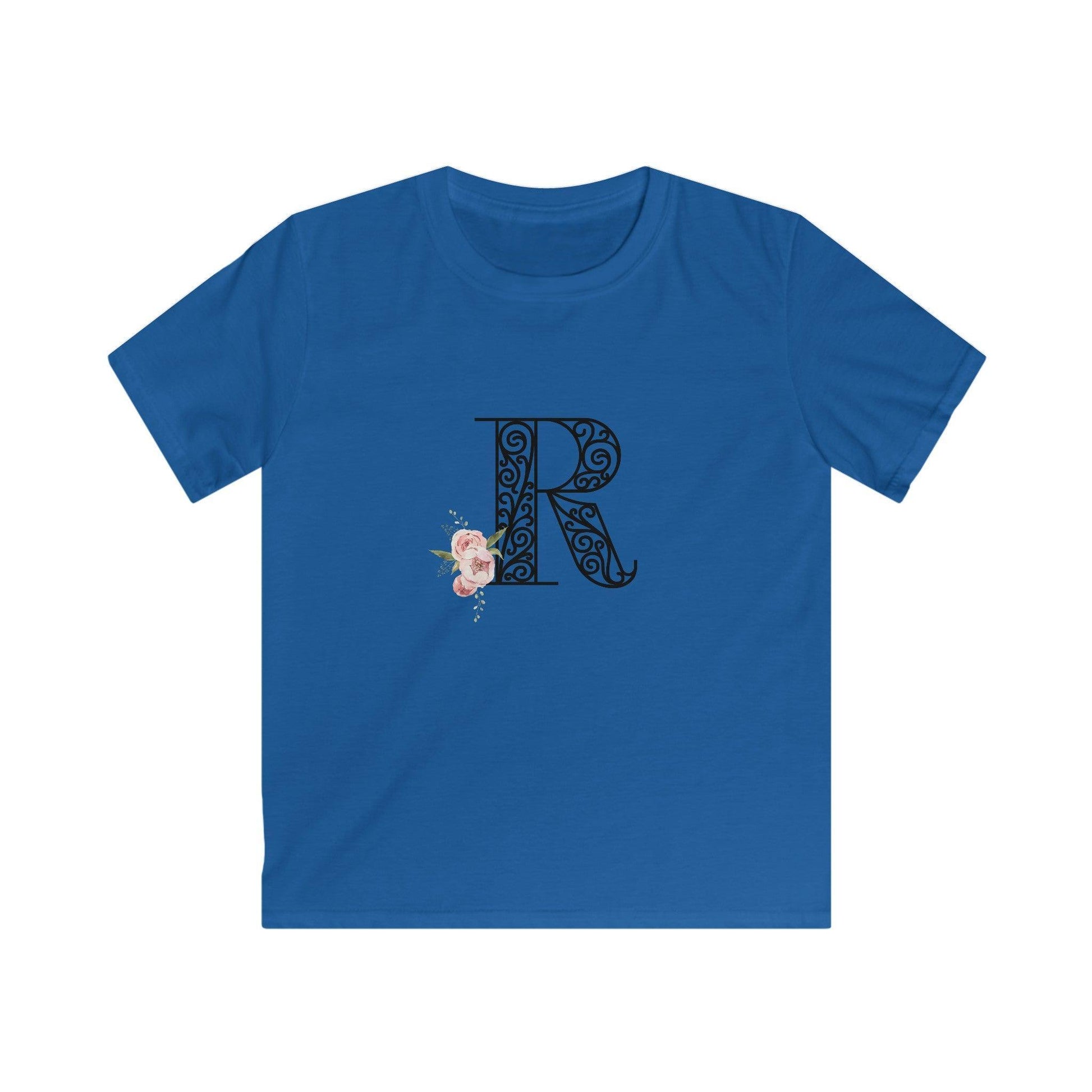 Floral Letters: Letter R - Kids Softstyle Tee - Whippie's