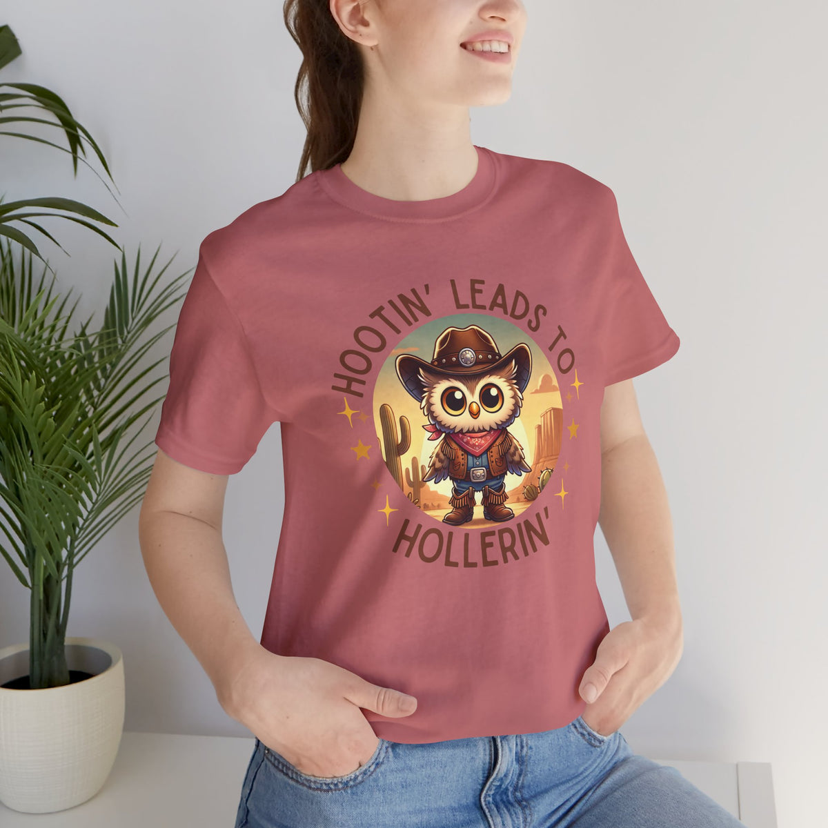 Hootin' Leads to Hollerin' - Unisex Jersey Tee - Yeehaw! Embrace Your Inner Cowboy/Cowgirl