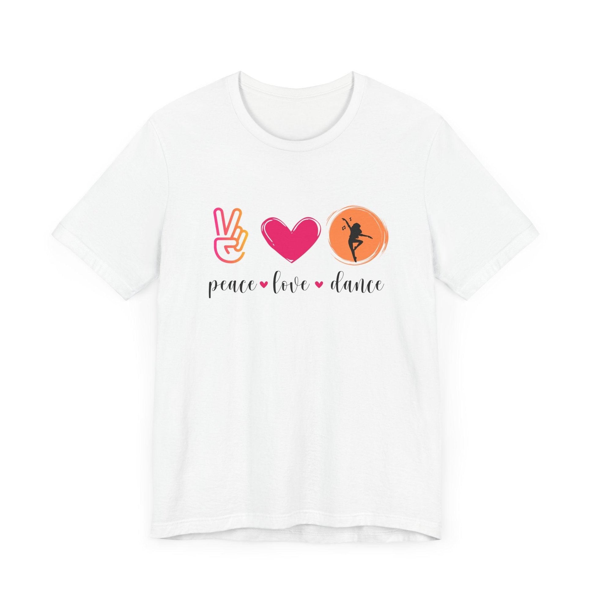 Peace, Love & Dance Unisex Jersey Tee - ✌️❤️💃 Express Yourself Through Movement! 💃❤️✌️ - Whippie's
