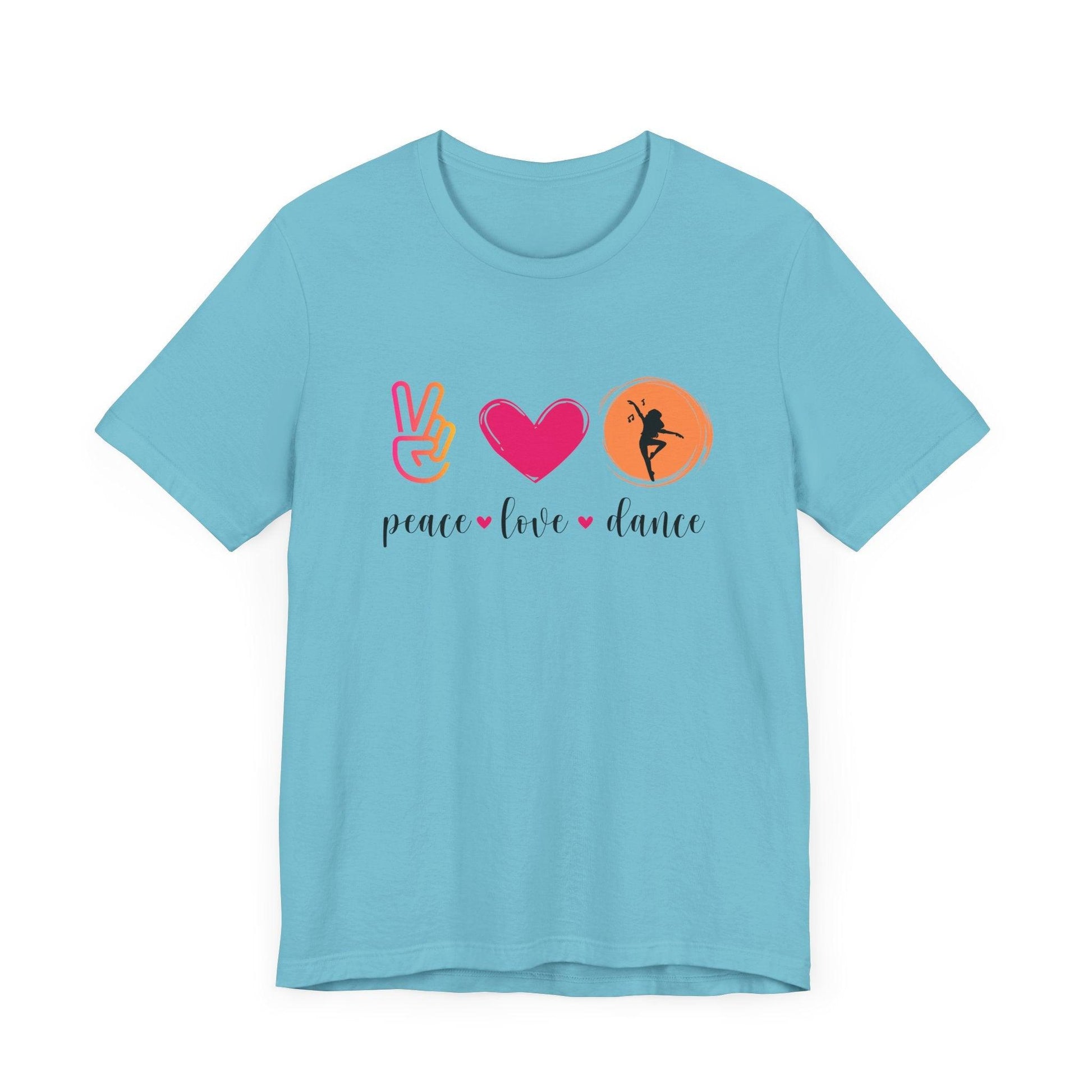 Peace, Love & Dance Unisex Jersey Tee - ✌️❤️💃 Express Yourself Through Movement! 💃❤️✌️ - Whippie's