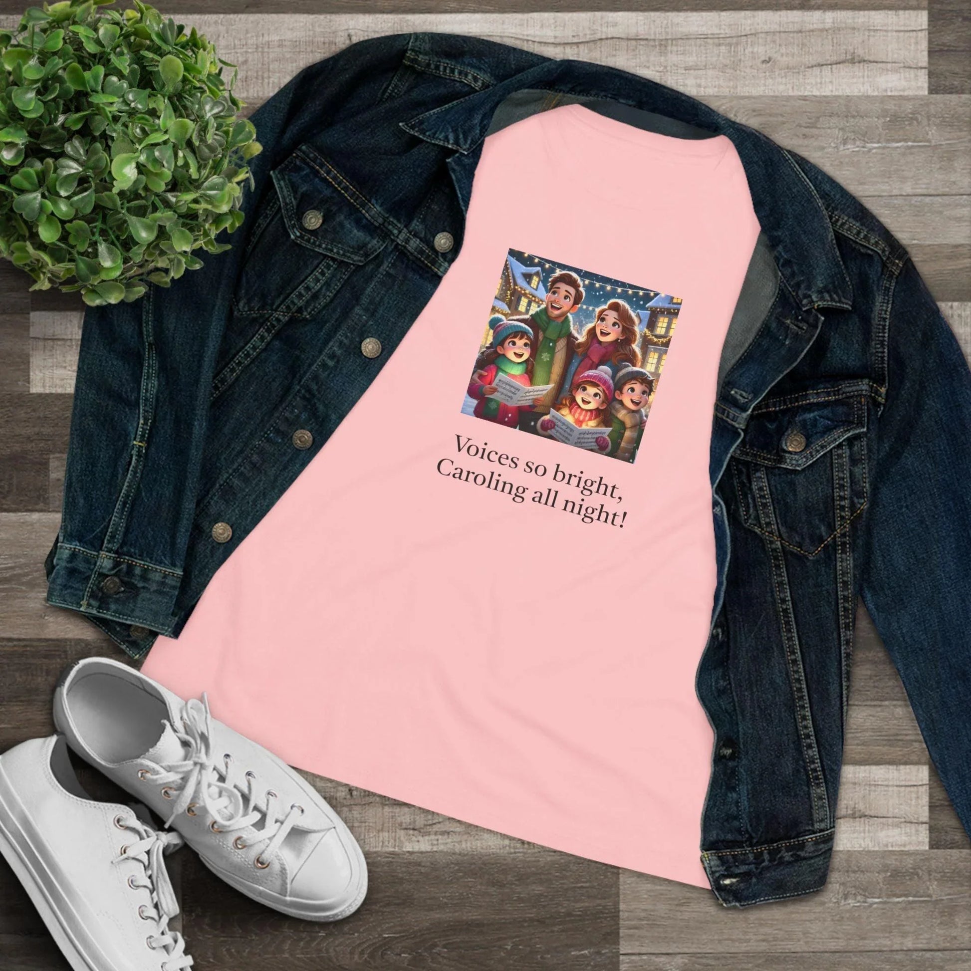 Voices so bright, Caroling all night! - Women's Softstyle Tee - Whippie's