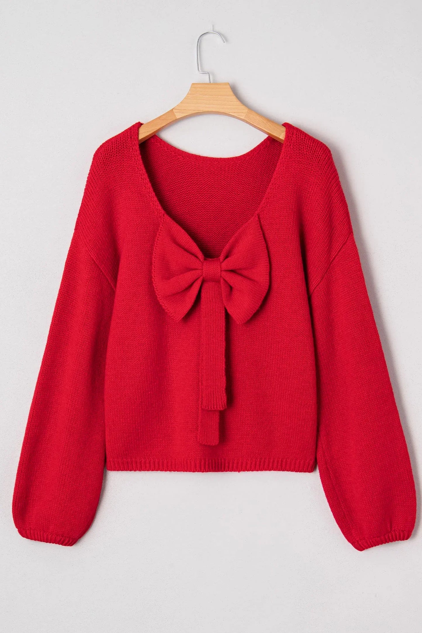 Festive Bow Sweater | Backless Bubble Sleeve