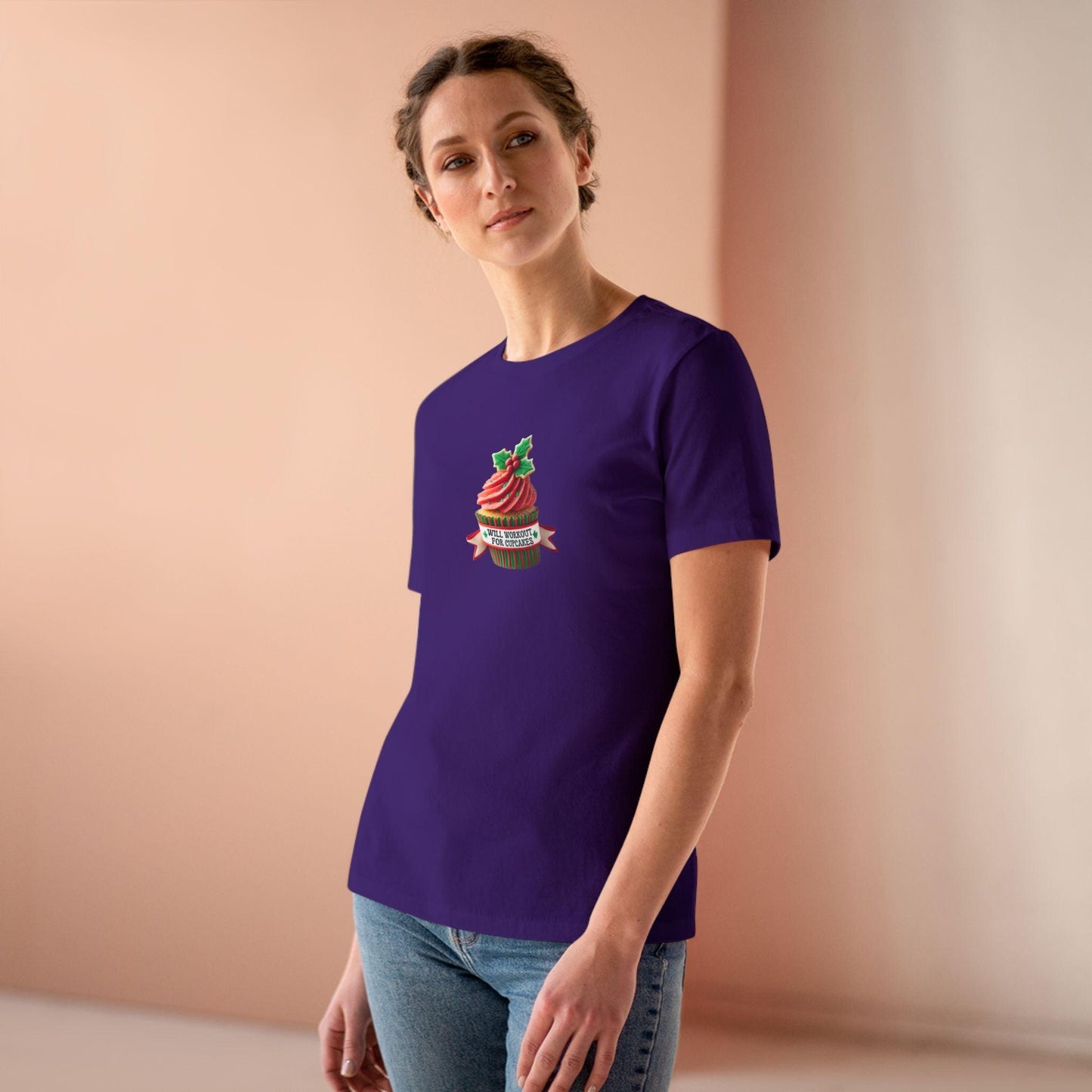 Will Workout for Cupcakes - Christmas Edition - Fuel Your Fitness! 🧁💪🎄 - Women's Softstyle Tee - Whippie's