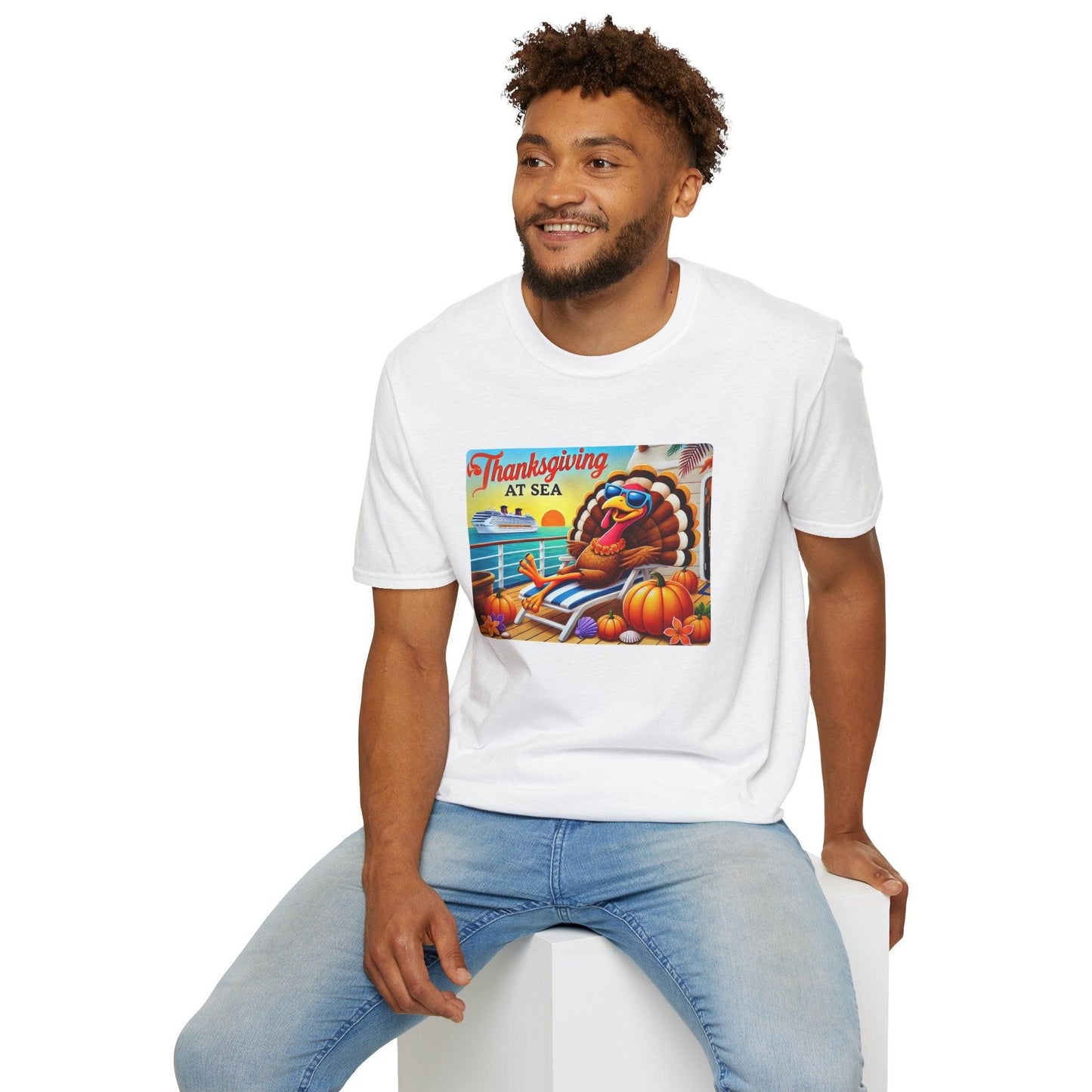 Turkey on Vacation - Gobble 'til You Wobble on the Open Seas! 🦃🚢 Unisex T-Shirt 🍂 - Whippie's