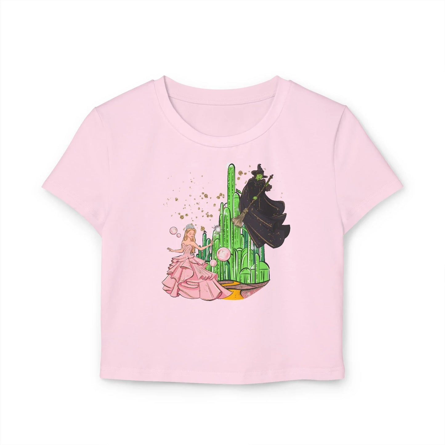 Emerald City Magic: Glinda vs. Elphaba Women's Baby Tee - Whippie's