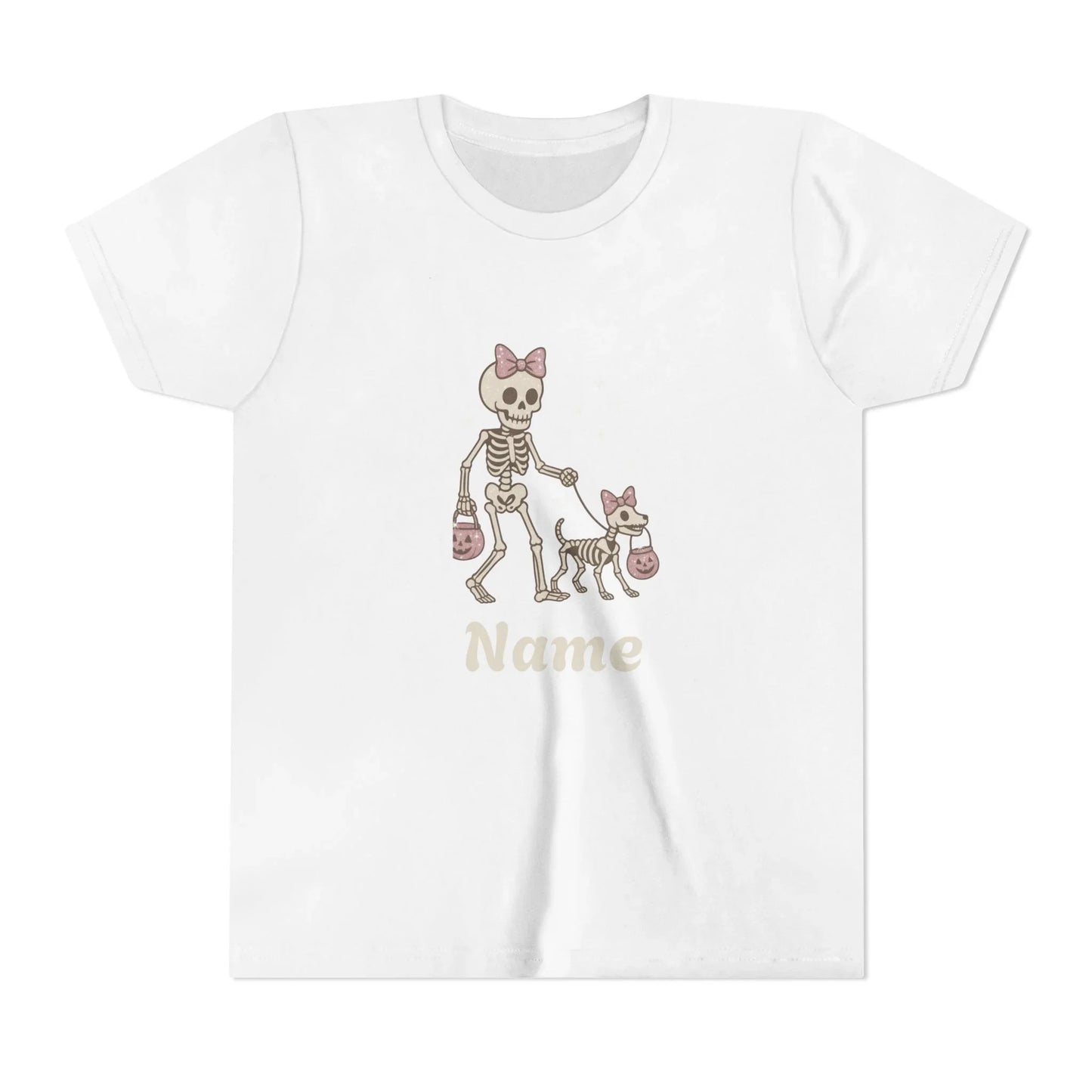 Pink Bow Halloween Friends Youth Tee - Personalizable