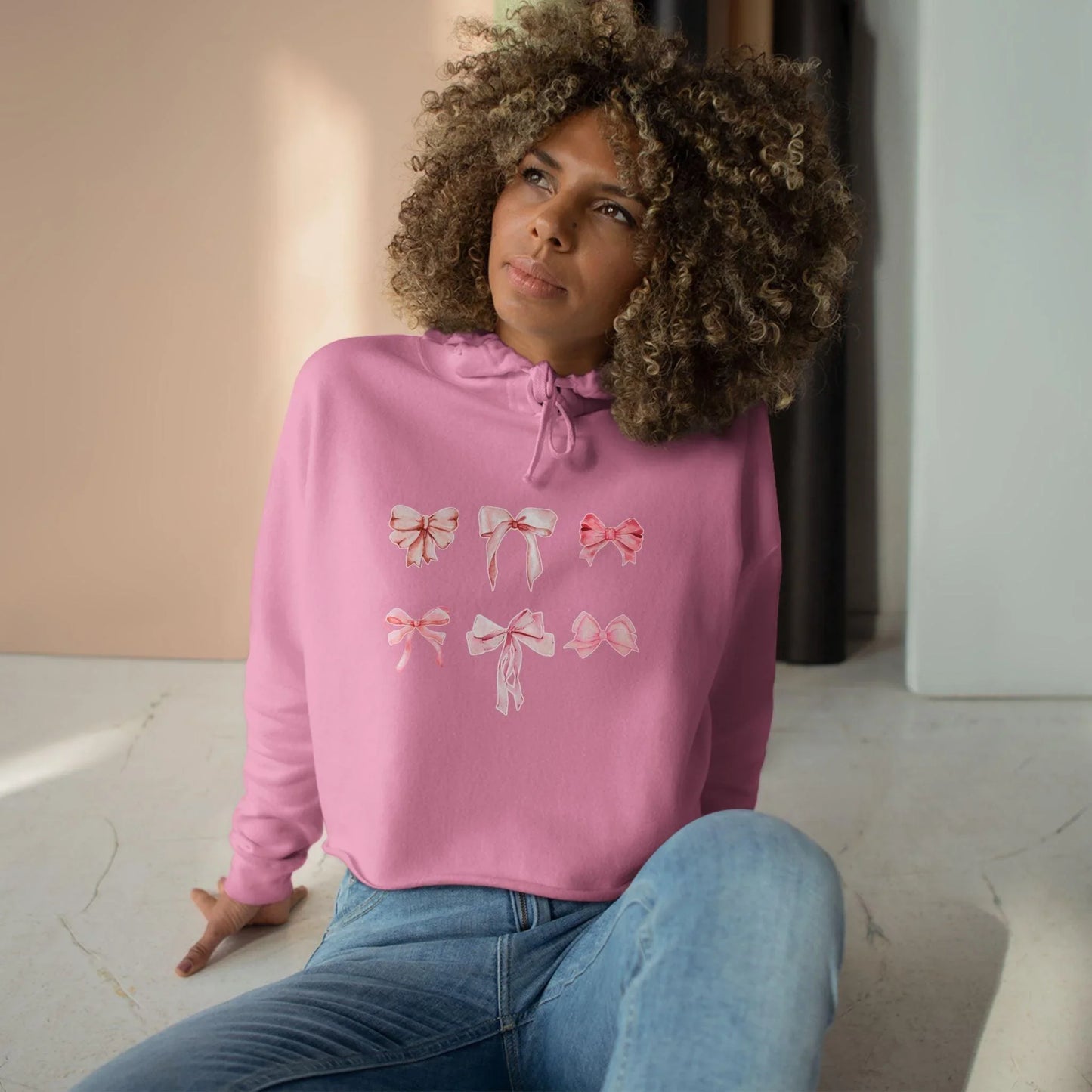 Pink Bow Power Cropped Hoodie - Bow-tiful and Cozy 🎀💖 - Whippie's
