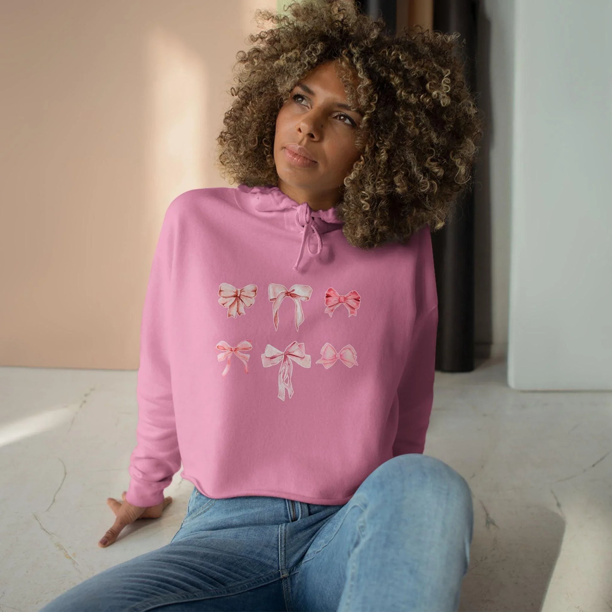 Pink Bow Power Cropped Hoodie - Bow-tiful and Cozy 🎀💖 - Whippie's