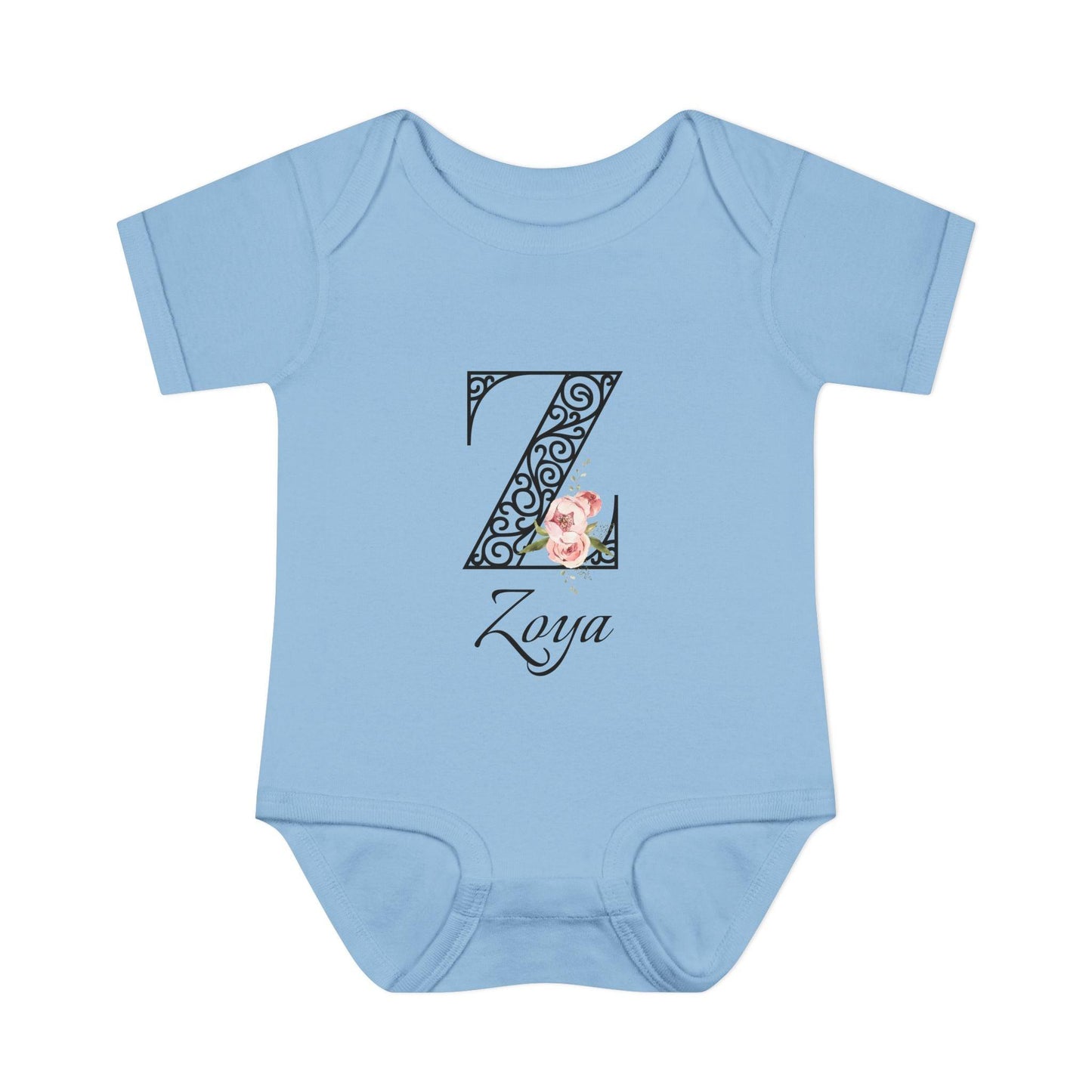 Floral Letters: Letter Z - Peony Baby Onesie - Personalizable - Whippie's