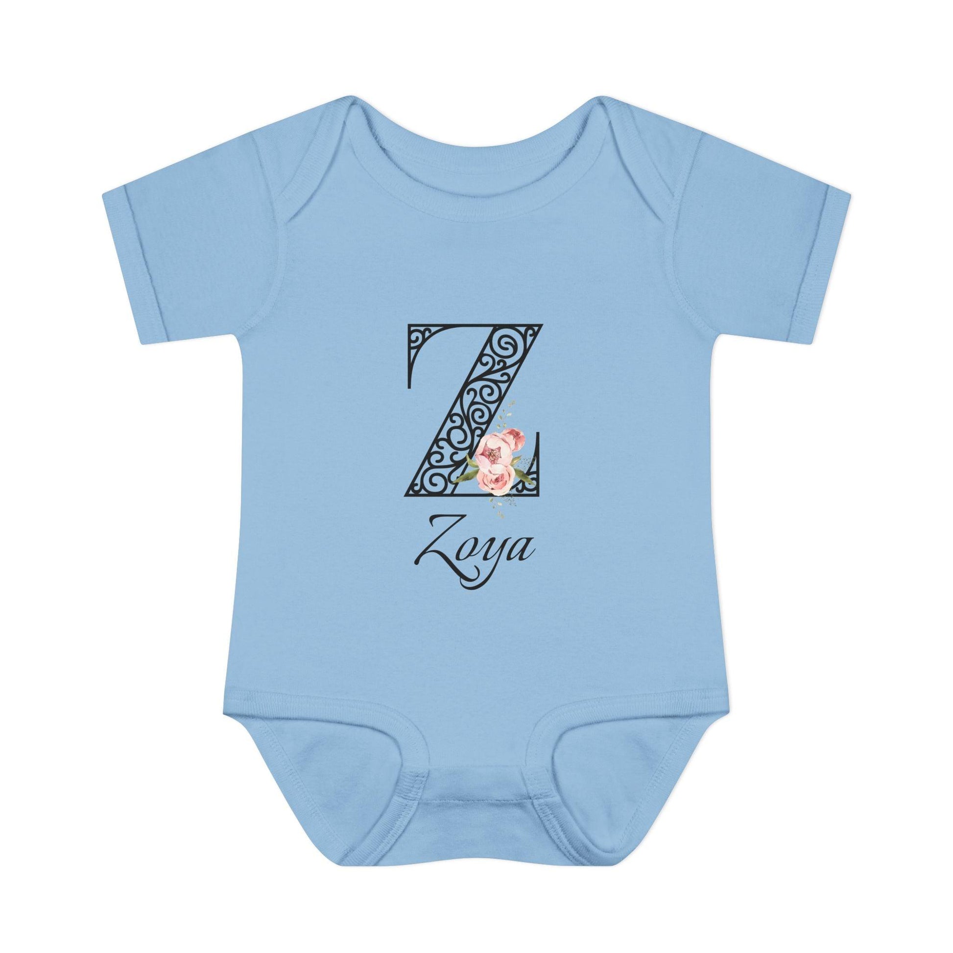 Floral Letters: Letter Z - Peony Baby Onesie - Personalizable - Whippie's