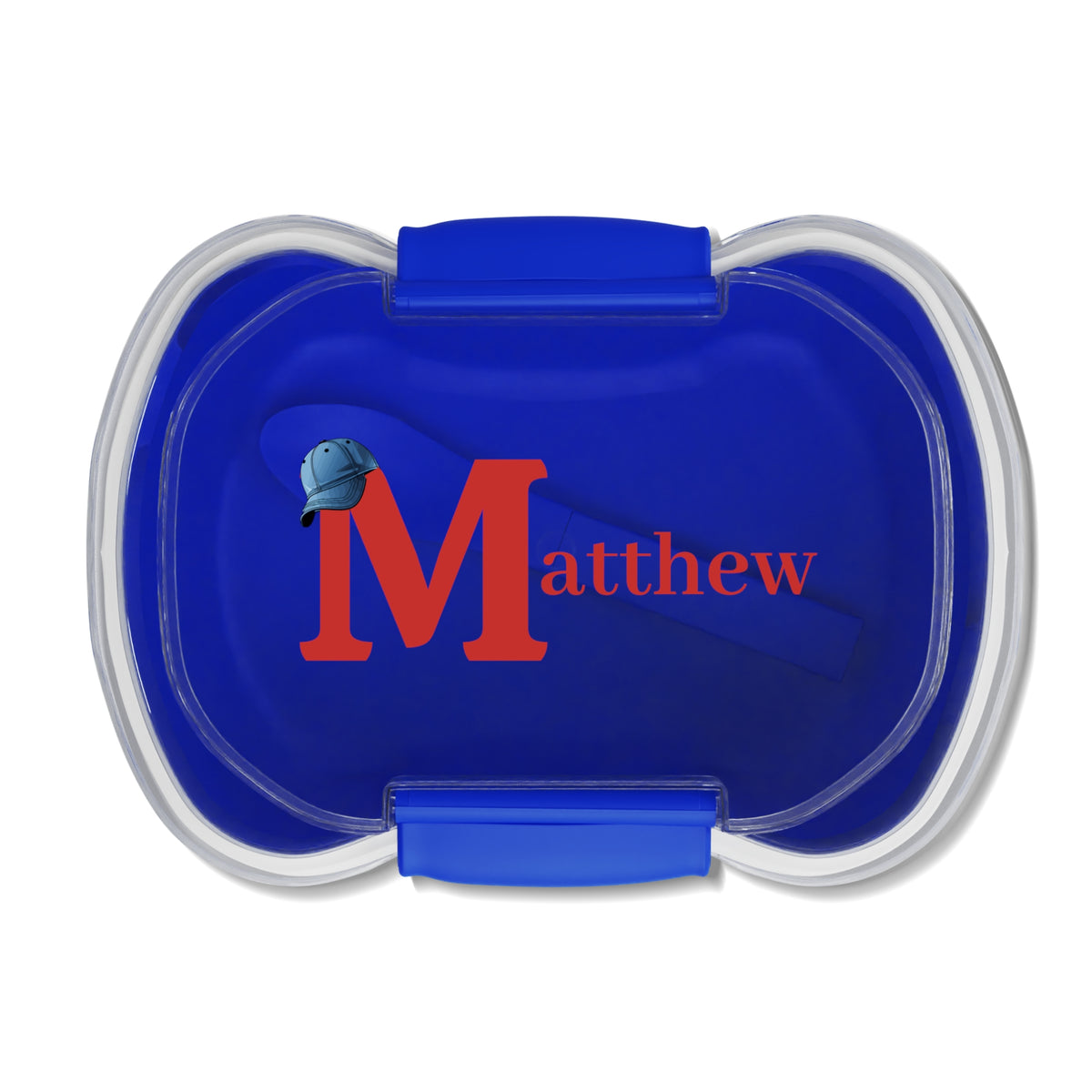 Initial & Baseball Cap Two-Tier Bento Lunch Box - Personalizable