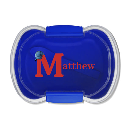 Initial & Baseball Cap Two-Tier Bento Lunch Box - Personalizable