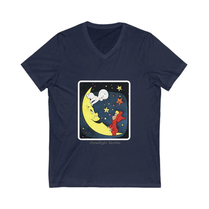 Moonlight Besties - Unisex Jersey Short Sleeve V-Neck Tee - Whippie's