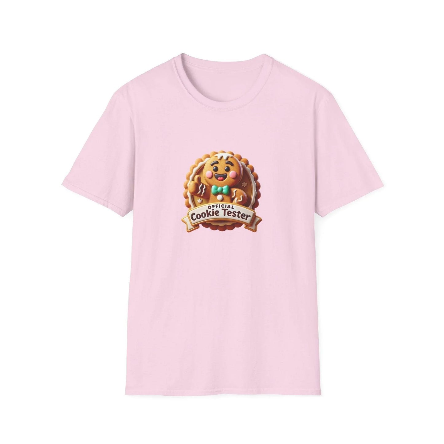 Official Cookie Tester 🍪 – Fun Gingerbread Design with Peeking Gingerbread Man - Unisex Softstyle Tee - Whippie's