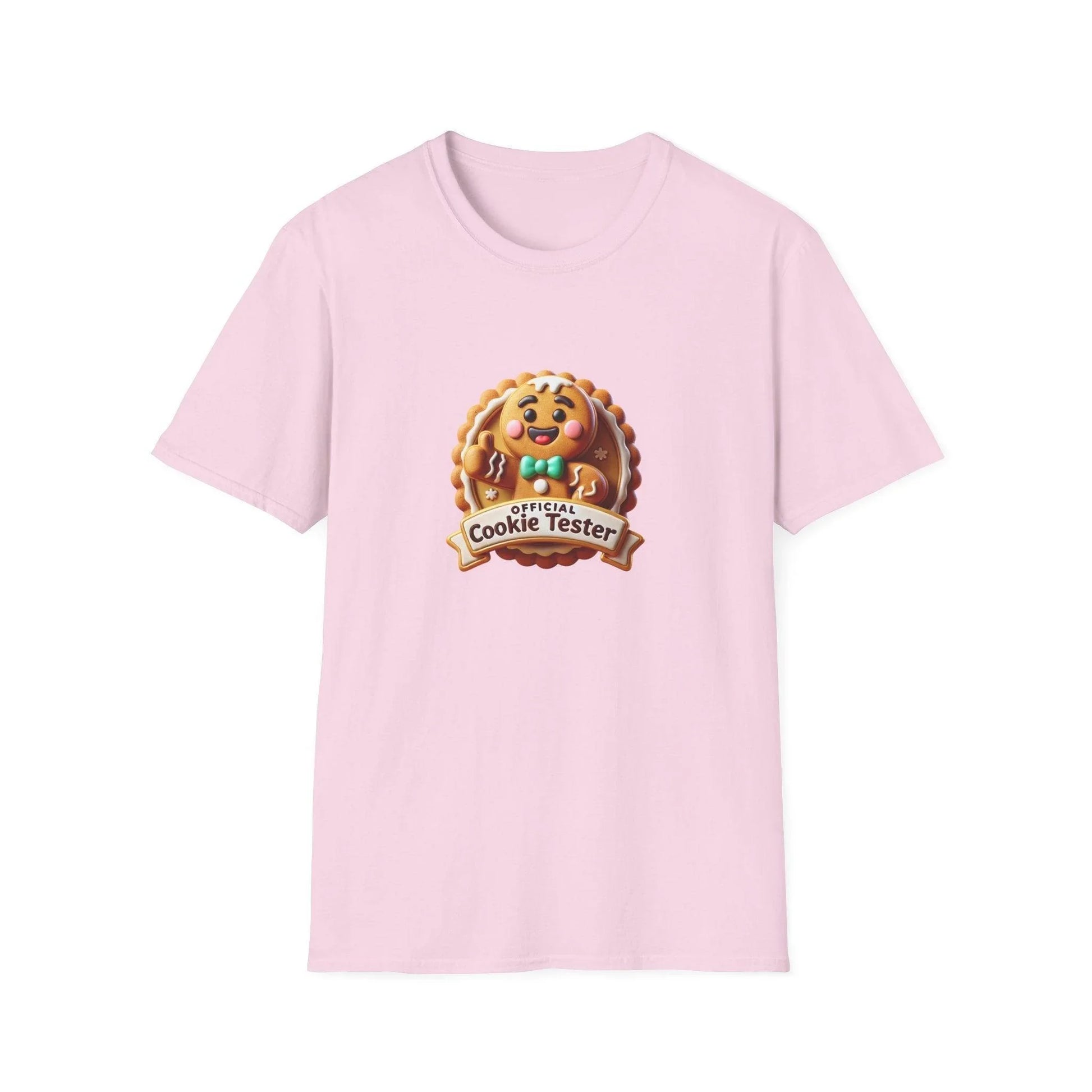 Official Cookie Tester 🍪 – Fun Gingerbread Design with Peeking Gingerbread Man - Unisex Softstyle Tee - Whippie's