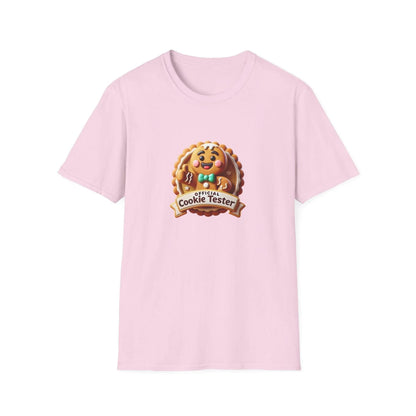 Official Cookie Tester 🍪 – Fun Gingerbread Design with Peeking Gingerbread Man - Unisex Softstyle Tee - Whippie's