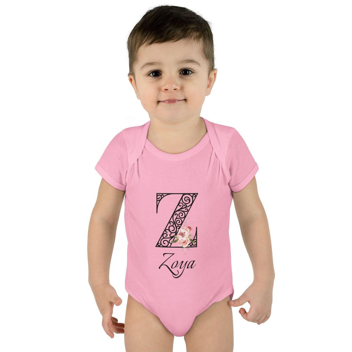 Floral Letters: Letter Z - Peony Baby Onesie - Personalizable - Whippie's