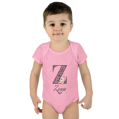 Floral Letters: Letter Z - Peony Baby Onesie - Personalizable - Whippie's