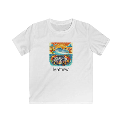 Family Thanksgiving Cruise - Kids Softstyle Tee - Personalizable - Whippie's