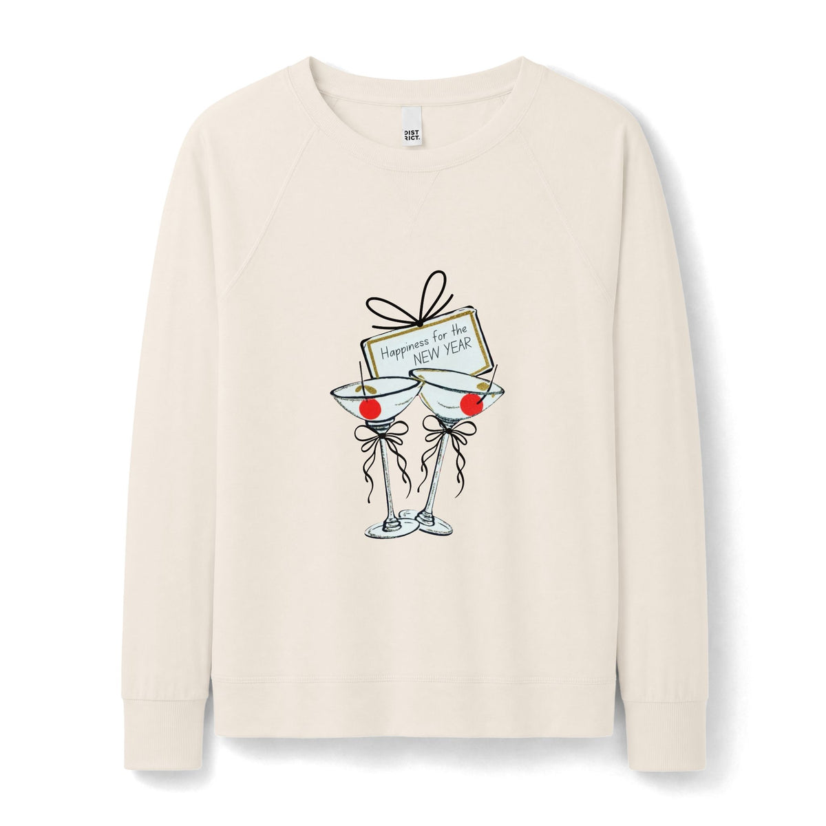 New Year Sweatshirt for Women | Happiness for the New Year Retro Crewneck