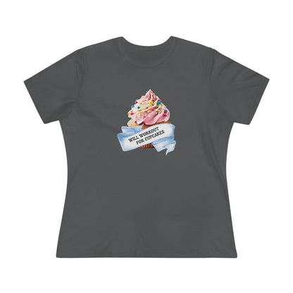 Will Workout for Cupcakes - Fuel Your Fitness! 🧁💪 Women's Softstyle Tee - Whippie's