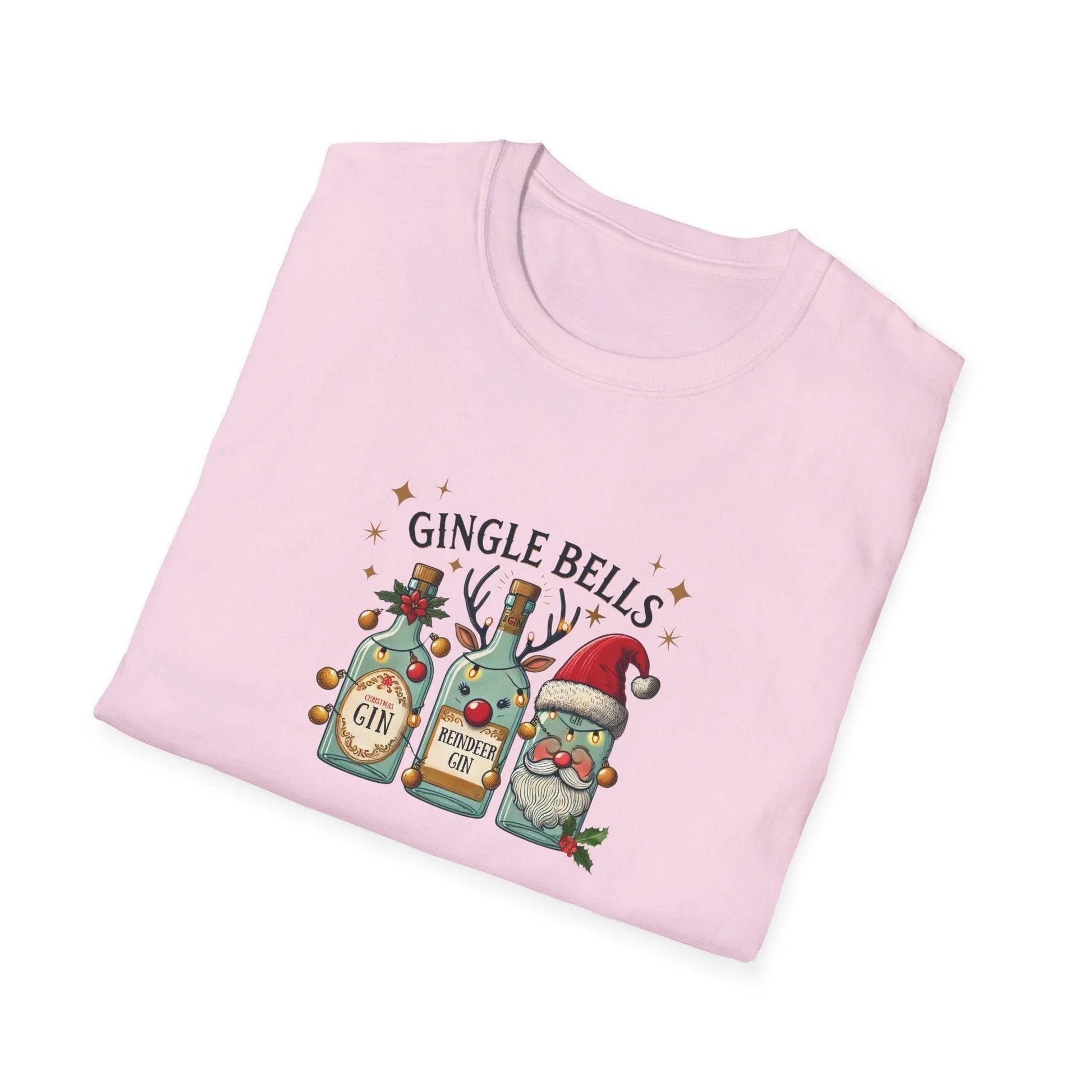 Gingle Bells, Gin All the Way! 🎄🎅🍸 - Unisex Softstyle T-shirt - Whippie's