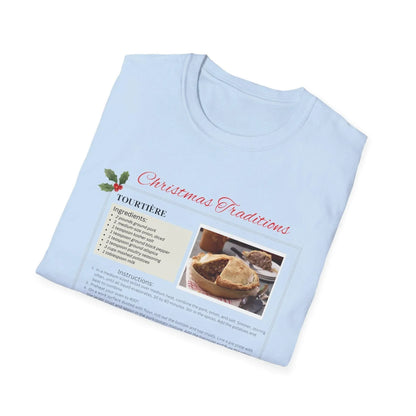 Tourtière Recipe Card - Unisex T-Shirt - French Canadian Christmas Traditions! 🎄 - Whippie's
